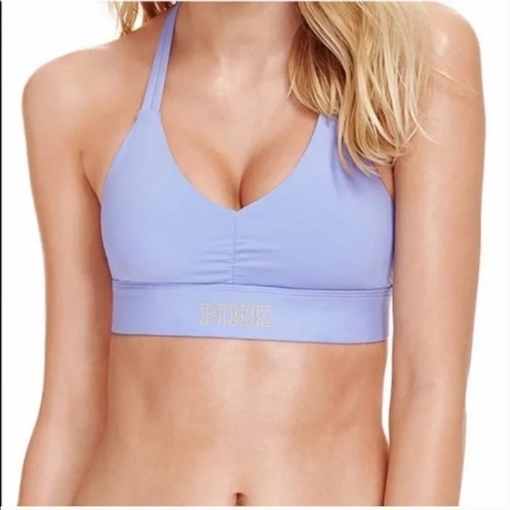 Victoria's Secret PINK Ultimate Halter Bra Lightly lined V-Neck Purple
